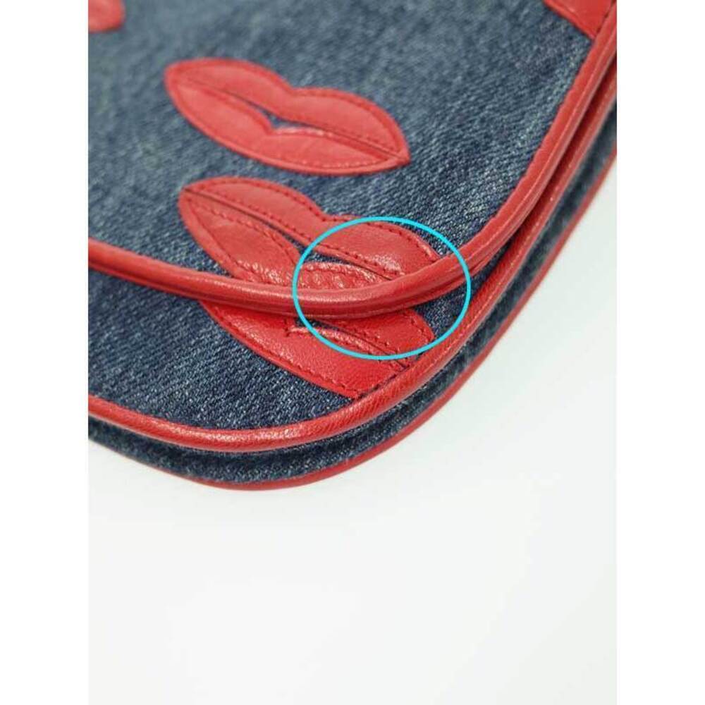 PRADA Lip Chain Shoulder Bag denim blue Red - Picture 4 of 9